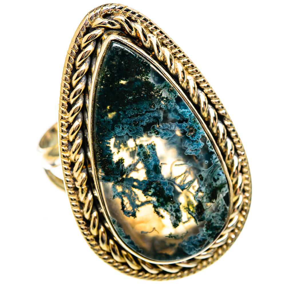 Green Moss Agate Rings handcrafted by Ana Silver Co - RING113595 - Photo 2