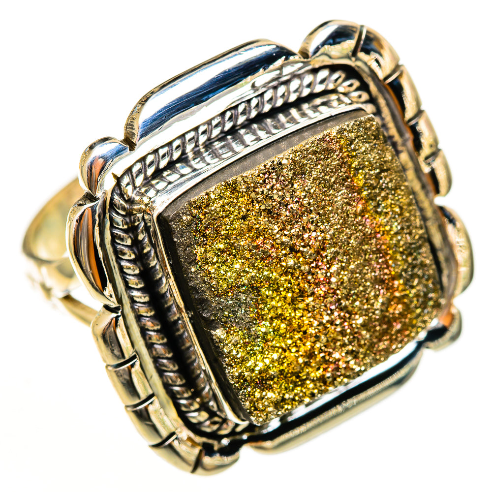 Spectro Pyrite Druzy Rings handcrafted by Ana Silver Co - RING113614 - Photo 2