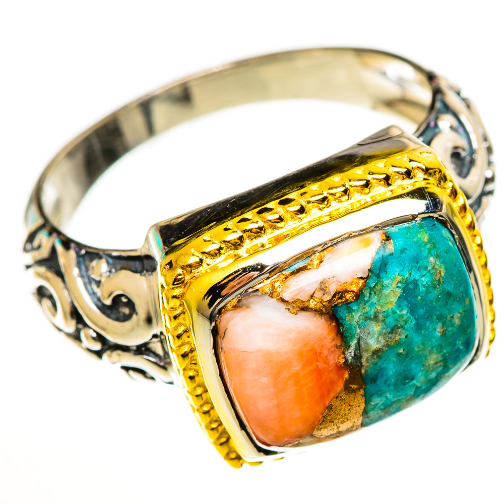 Spiny Oyster Turquoise Rings handcrafted by Ana Silver Co - RING113713 - Photo 2