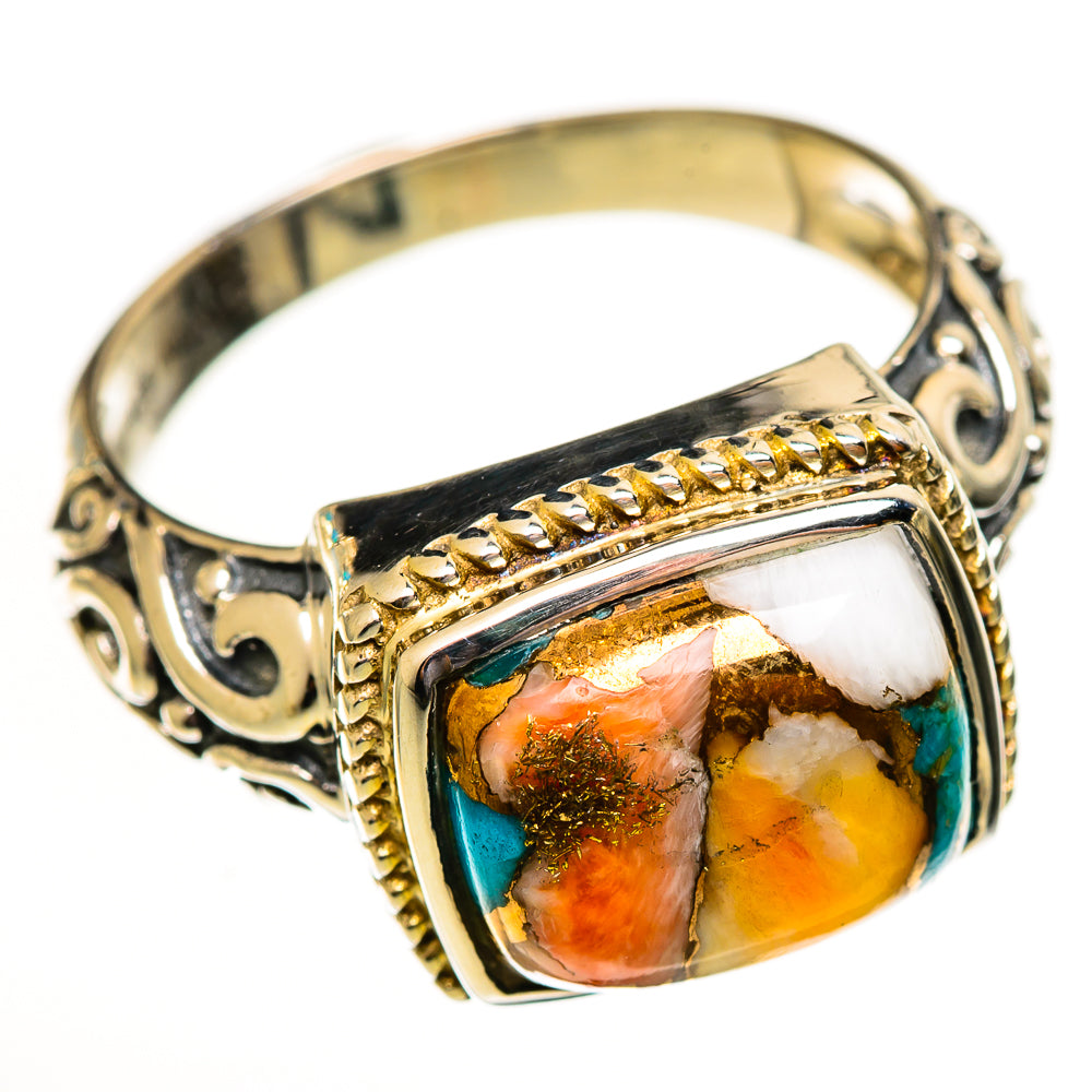 Spiny Oyster Turquoise Rings handcrafted by Ana Silver Co - RING113950 - Photo 2