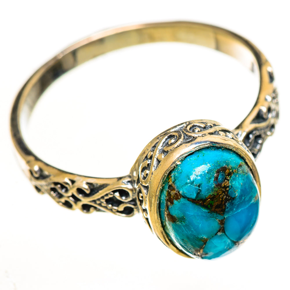 Blue Copper Composite Turquoise Rings handcrafted by Ana Silver Co - RING114033 - Photo 2