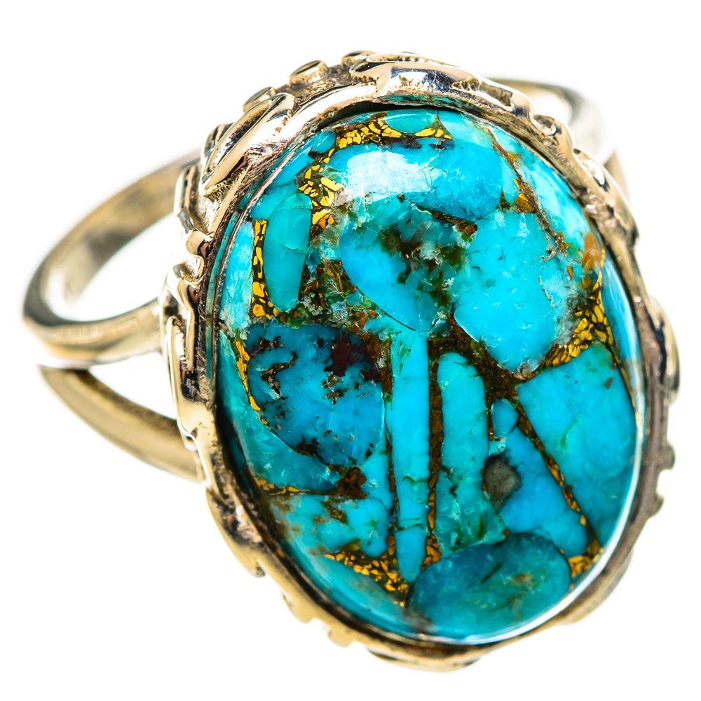 Blue Copper Composite Turquoise Rings handcrafted by Ana Silver Co - RING114103 - Photo 2