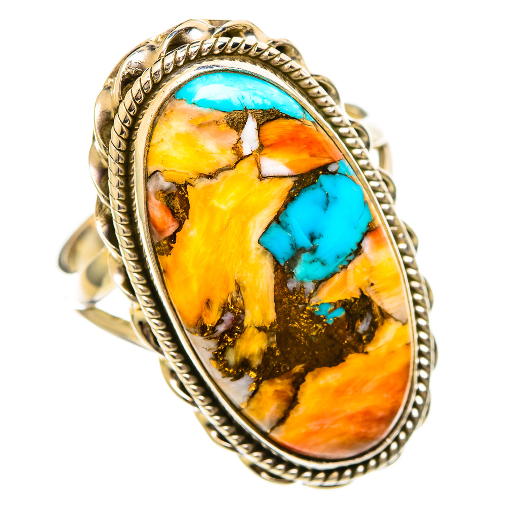 Spiny Oyster Turquoise Rings handcrafted by Ana Silver Co - RING114225 - Photo 2