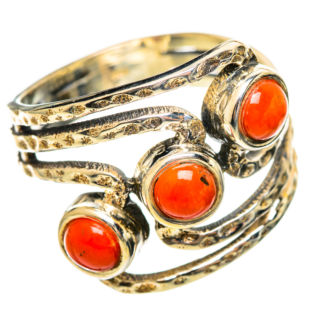 Mediterranean Red Coral Rings handcrafted by Ana Silver Co - RING114445 - Photo 2