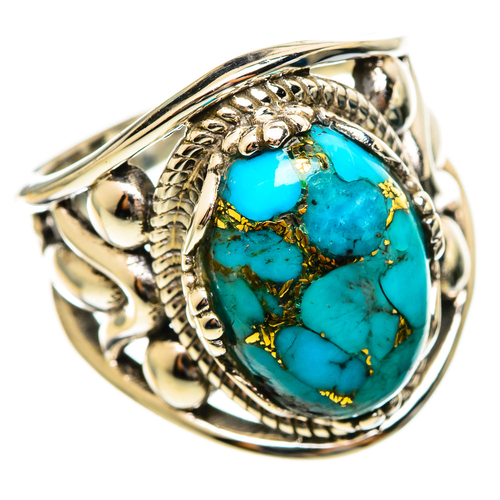 Blue Copper Composite Turquoise Rings handcrafted by Ana Silver Co - RING114458 - Photo 2