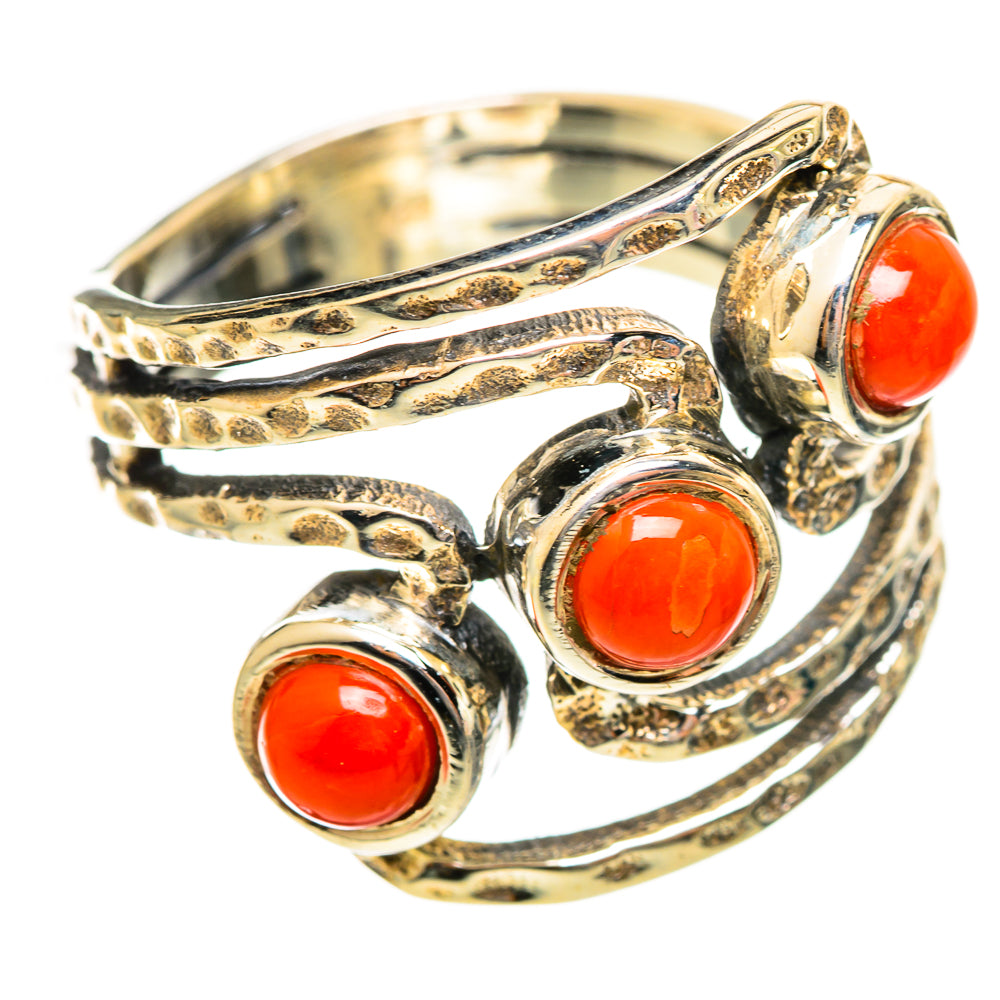 Mediterranean Red Coral Rings handcrafted by Ana Silver Co - RING114599 - Photo 2