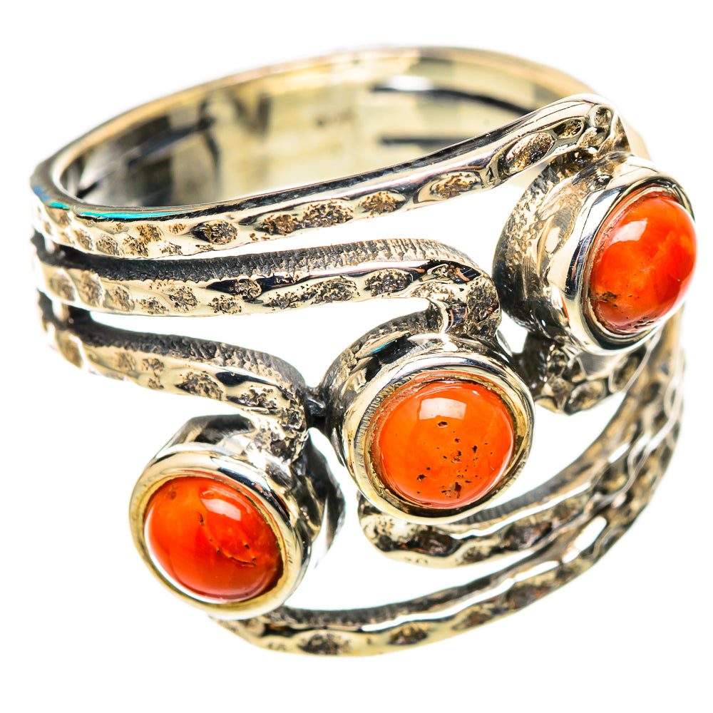 Mediterranean Red Coral Rings handcrafted by Ana Silver Co - RING114711 - Photo 2
