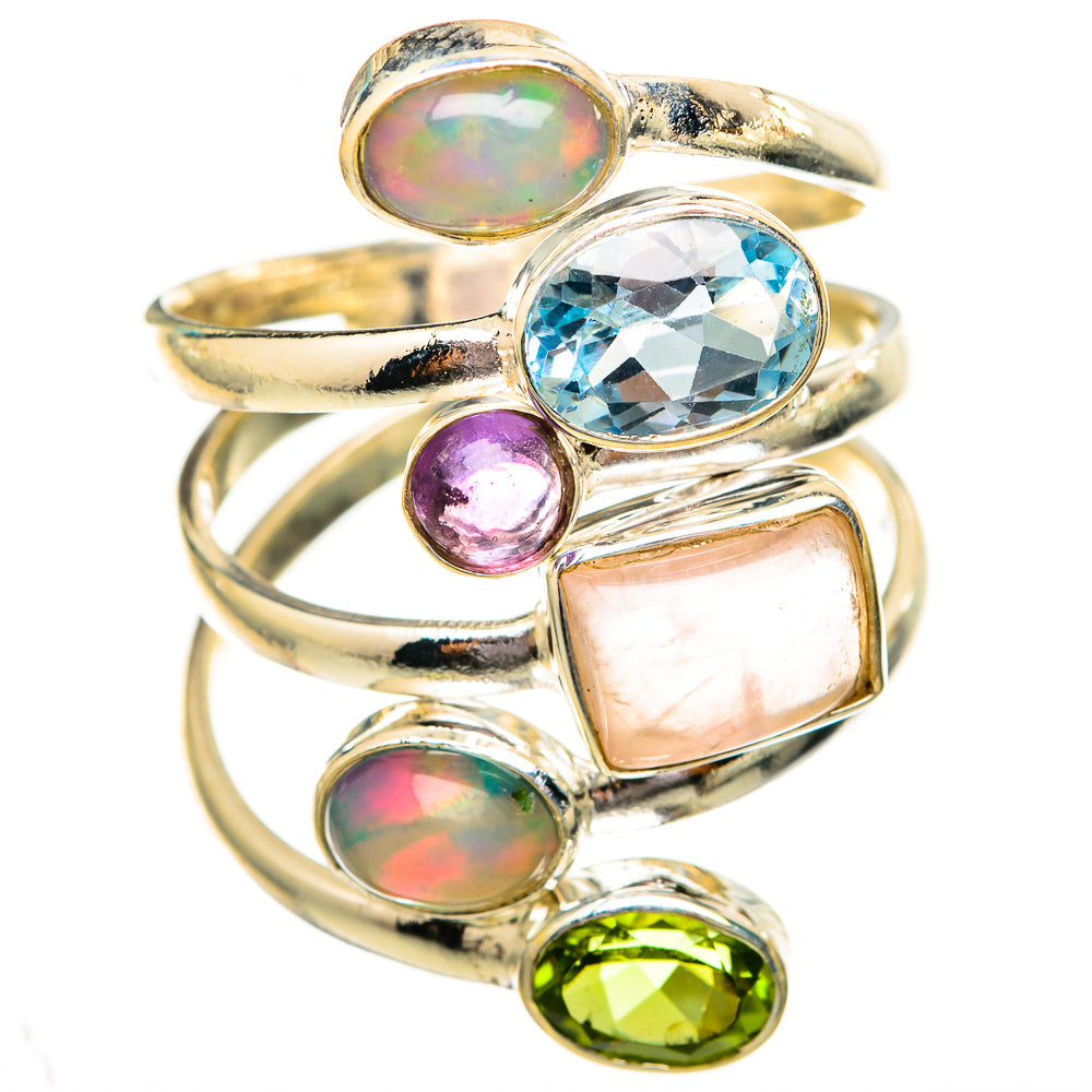 Rose Quartz, Blue Topaz, Peridot, Ethiopian Opal Rings handcrafted by Ana Silver Co - RING115162 - Photo 2