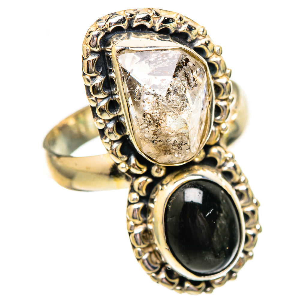 Herkimer Diamond, Black Onyx Rings handcrafted by Ana Silver Co - RING115224 - Photo 2