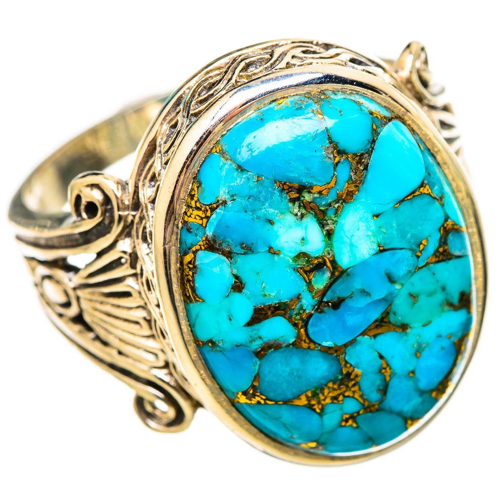 Blue Copper Composite Turquoise Rings handcrafted by Ana Silver Co - RING115677 - Photo 2