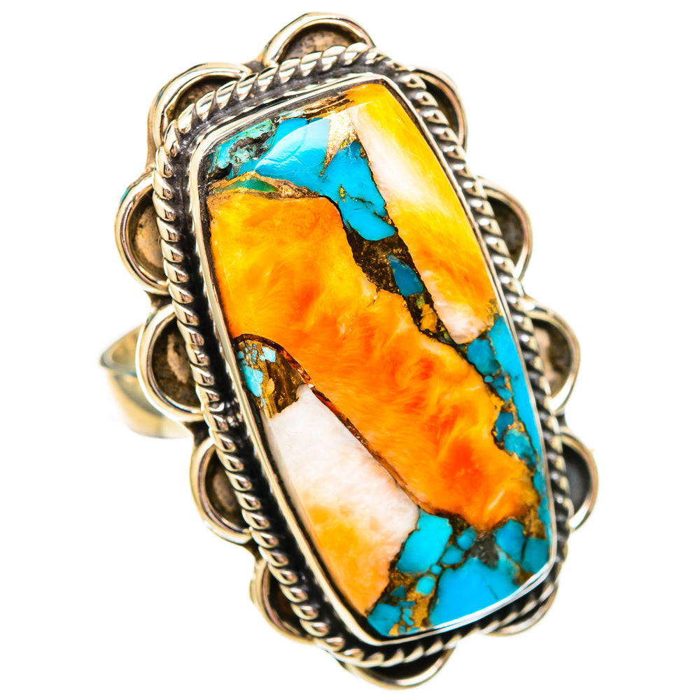 Spiny Oyster Turquoise Rings handcrafted by Ana Silver Co - RING115728 - Photo 2