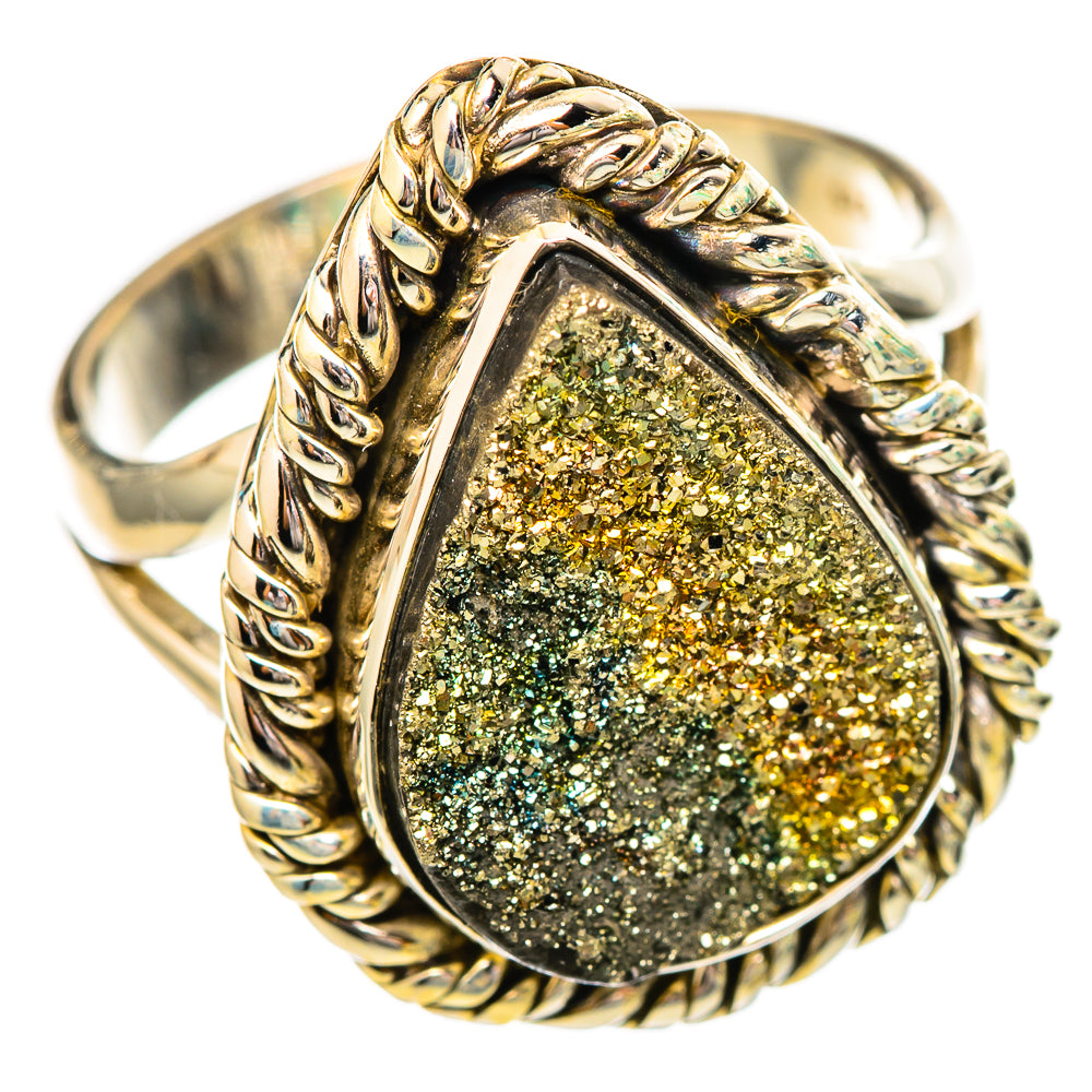 Spectro Pyrite Druzy Rings handcrafted by Ana Silver Co - RING115912 - Photo 2