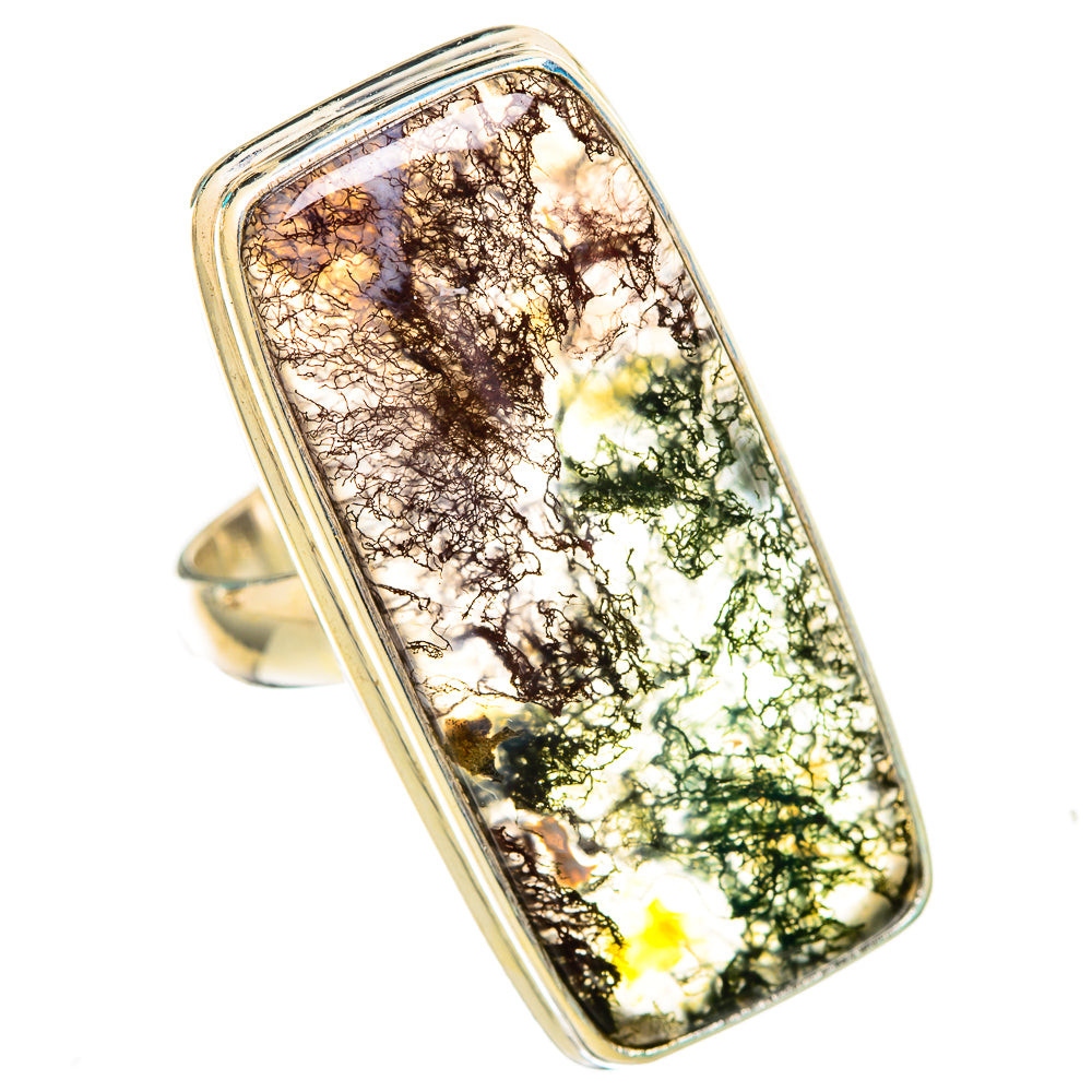 Green Moss Agate Rings handcrafted by Ana Silver Co - RING116070 - Photo 2