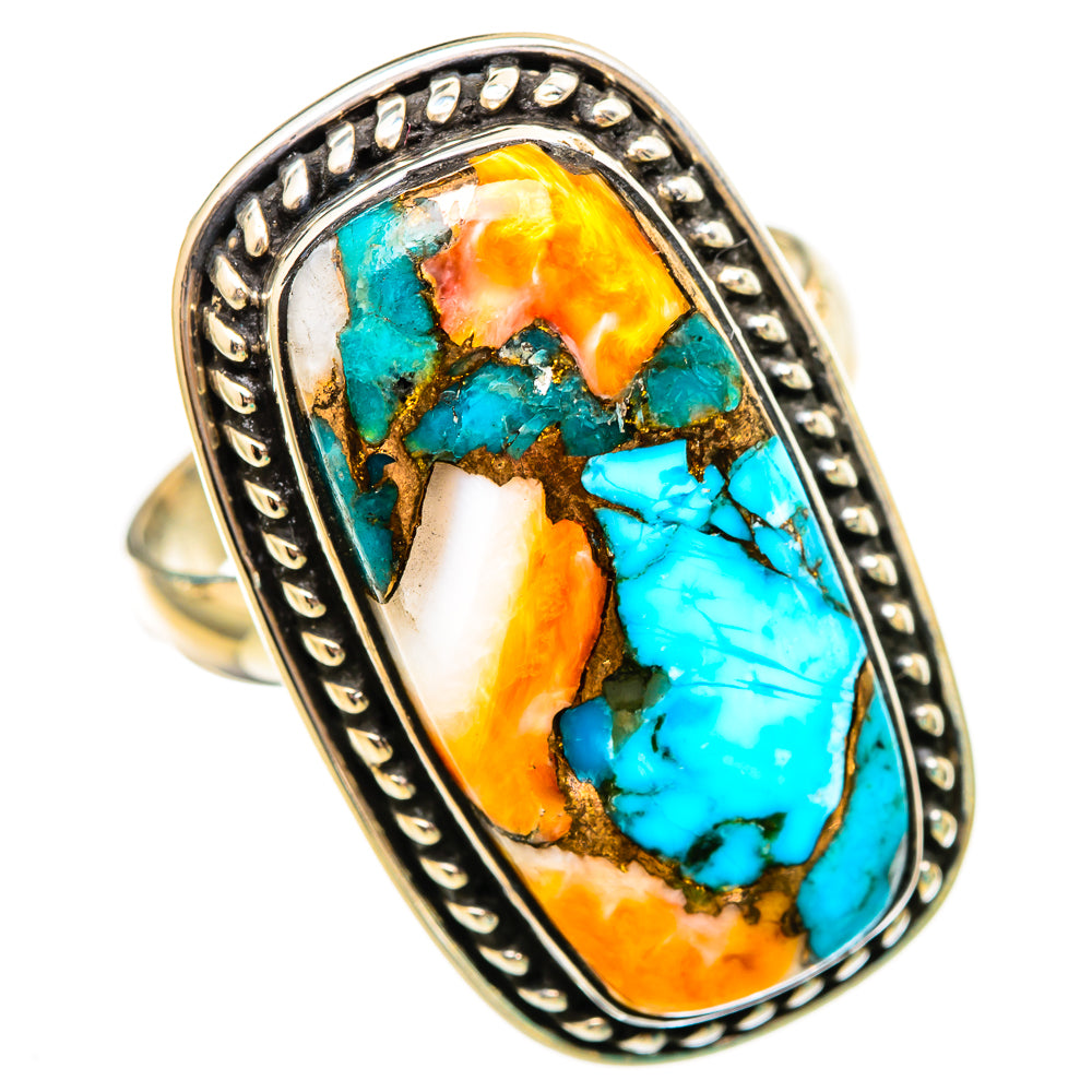 Spiny Oyster Turquoise Rings handcrafted by Ana Silver Co - RING116107 - Photo 2