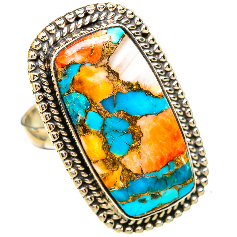 Spiny Oyster Turquoise Rings handcrafted by Ana Silver Co - RING116131 - Photo 2