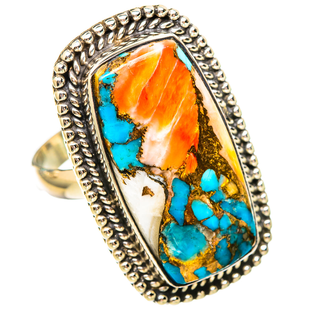 Spiny Oyster Turquoise Rings handcrafted by Ana Silver Co - RING116156 - Photo 2