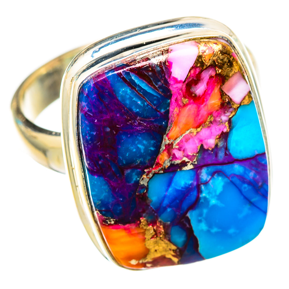 Kingman Pink Dahlia Turquoise Rings handcrafted by Ana Silver Co - RING116252 - Photo 2