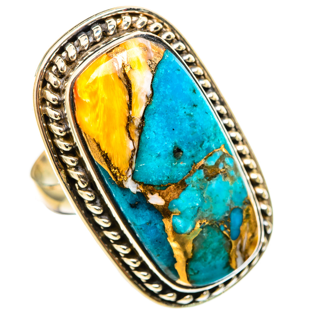 Spiny Oyster Turquoise Rings handcrafted by Ana Silver Co - RING116398 - Photo 2
