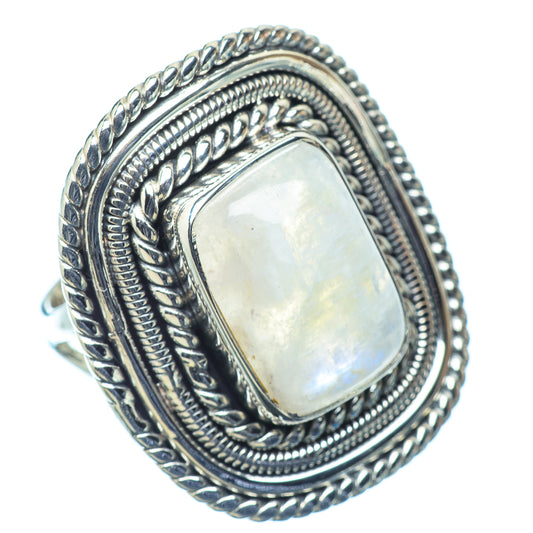 Rainbow Moonstone Rings handcrafted by Ana Silver Co - RING11642