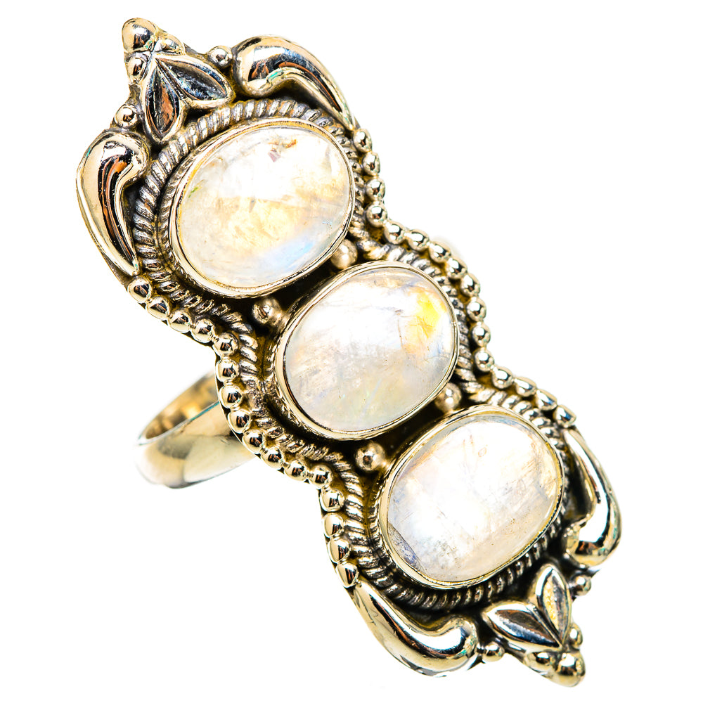 Rainbow Moonstone Rings handcrafted by Ana Silver Co - RING116466 - Photo 2