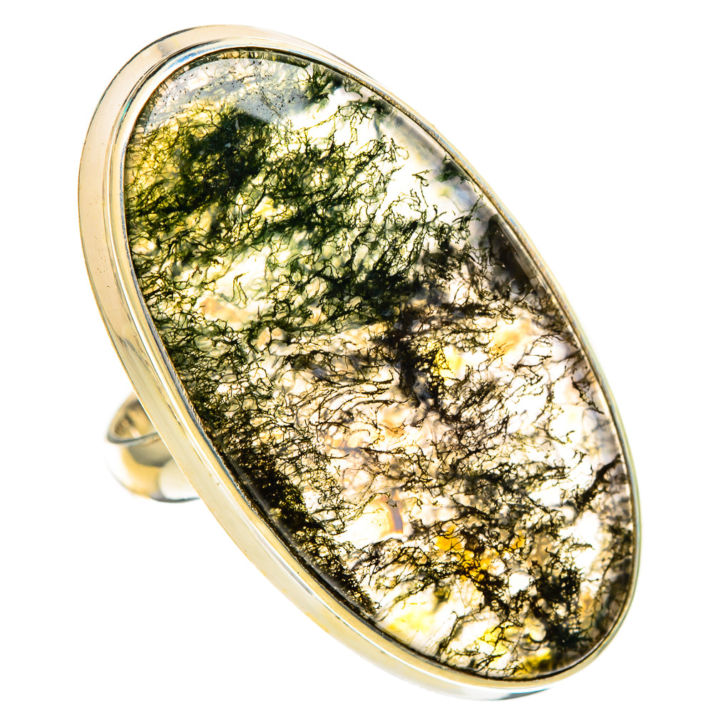 Green Moss Agate Rings handcrafted by Ana Silver Co - RING116484 - Photo 2
