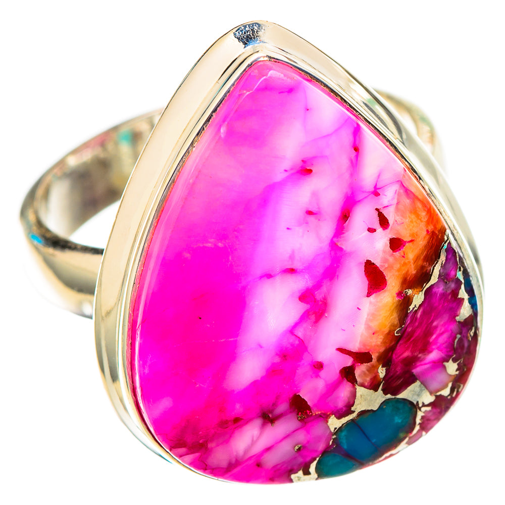 Kingman Pink Dahlia Turquoise Rings handcrafted by Ana Silver Co - RING116532 - Photo 2