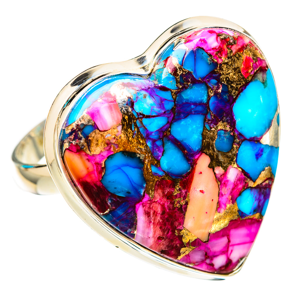 Kingman Pink Dahlia Turquoise Rings handcrafted by Ana Silver Co - RING116669 - Photo 2