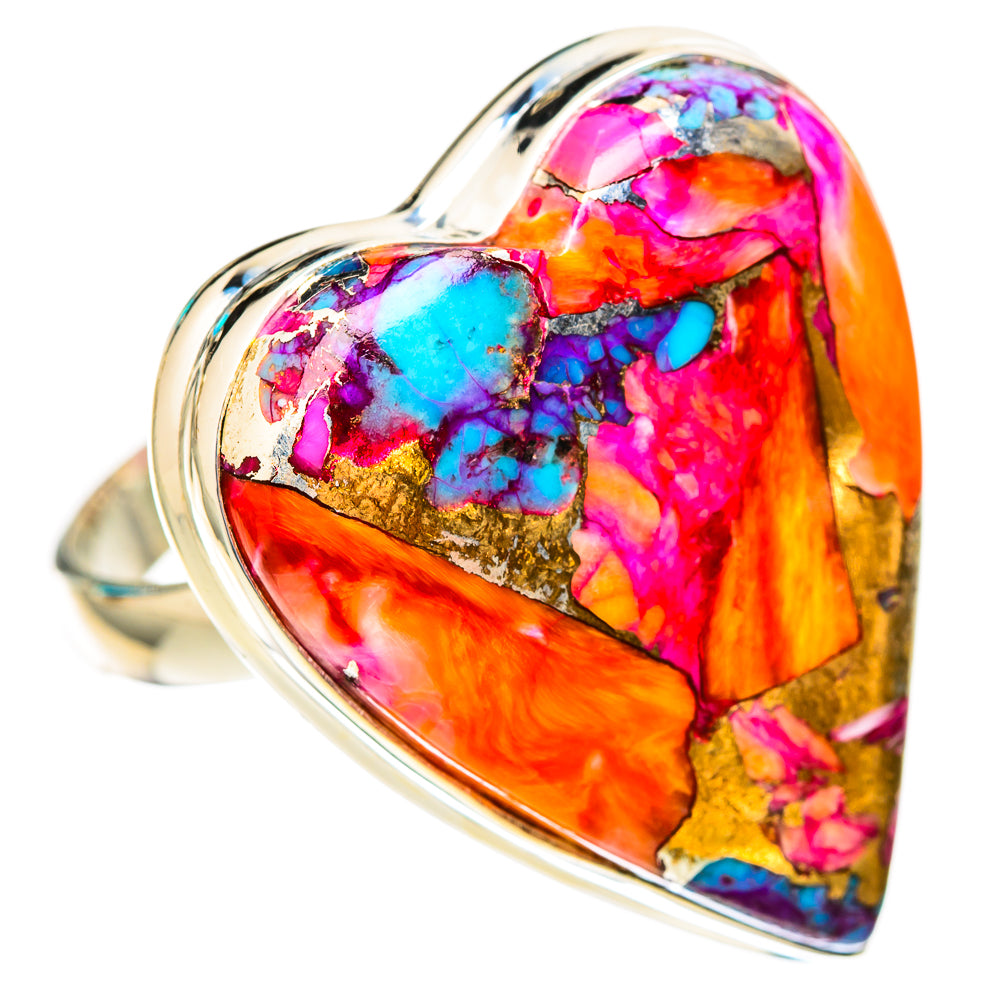 Kingman Pink Dahlia Turquoise Rings handcrafted by Ana Silver Co - RING116704 - Photo 2