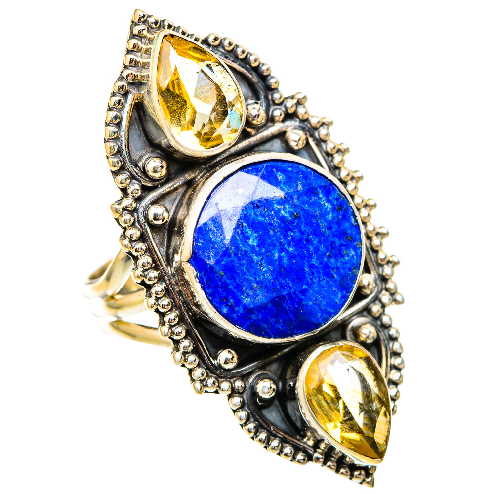 Lapis Lazuli, Citrine Rings handcrafted by Ana Silver Co - RING116719 - Photo 2