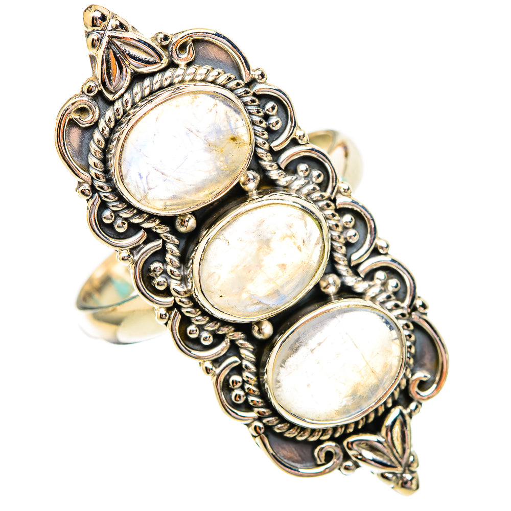 Rainbow Moonstone Rings handcrafted by Ana Silver Co - RING116785 - Photo 2