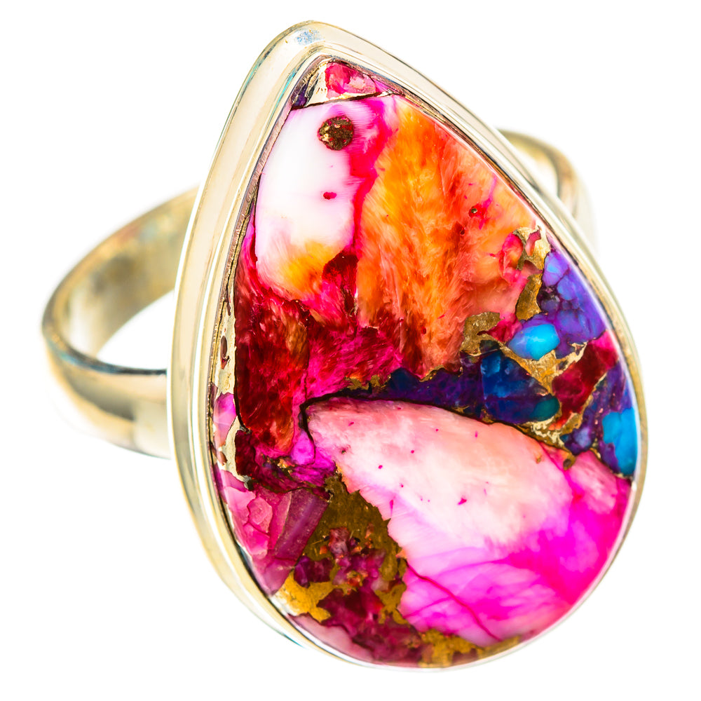 Kingman Pink Dahlia Turquoise Rings handcrafted by Ana Silver Co - RING116902 - Photo 2