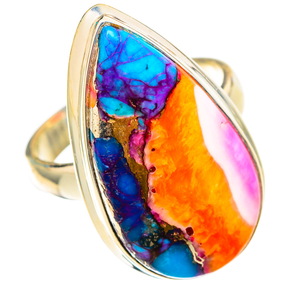 Kingman Pink Dahlia Turquoise Rings handcrafted by Ana Silver Co - RING116935 - Photo 2