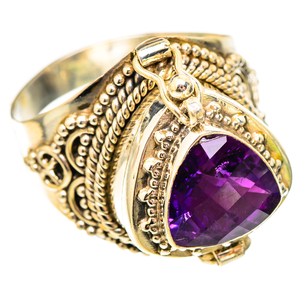 Sterling silver amethyst faceted teardrop ring with ornate filigree and prong setting
