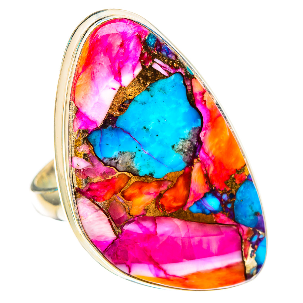 Kingman Pink Dahlia Turquoise Rings handcrafted by Ana Silver Co - RING117004 - Photo 2