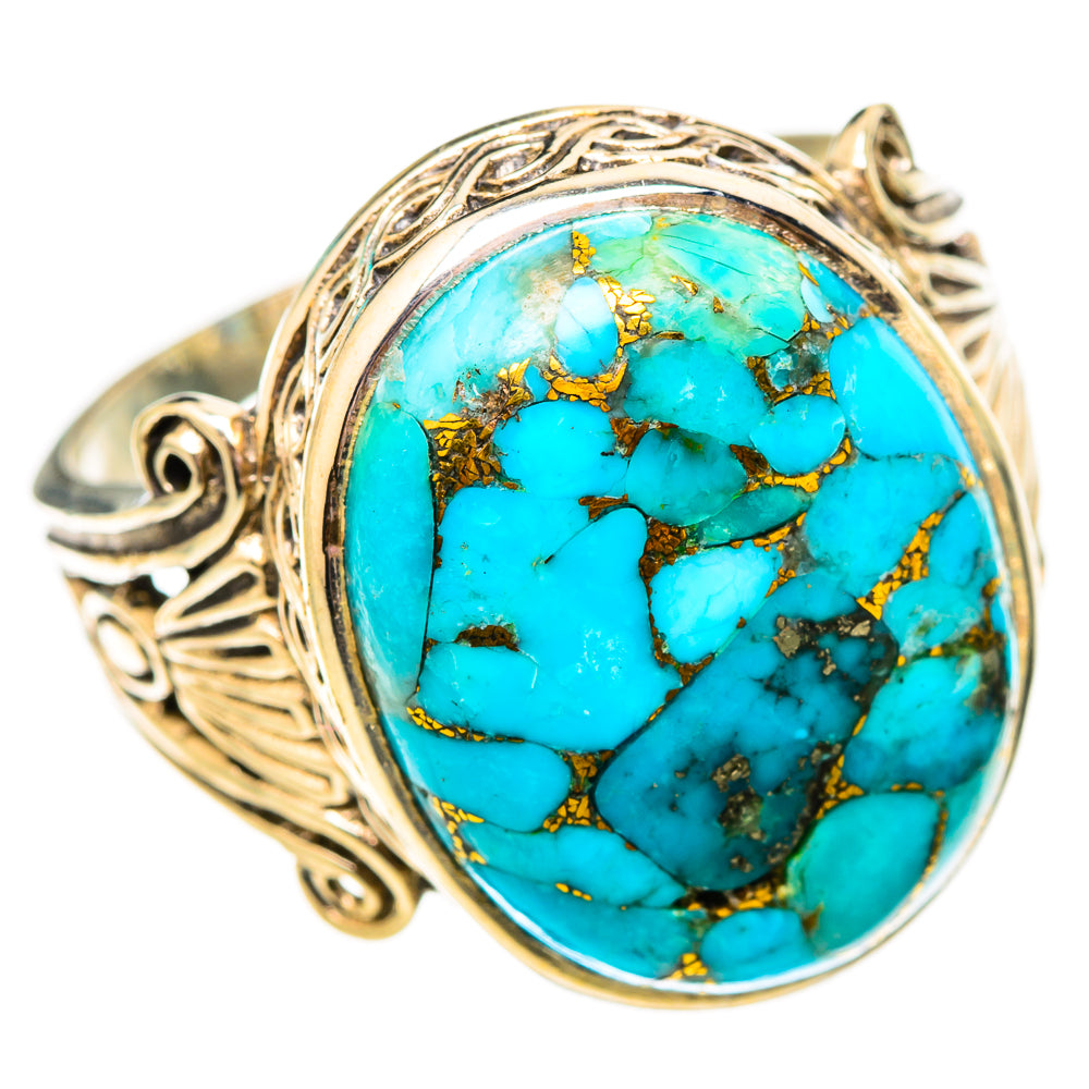 Blue Copper Composite Turquoise Rings handcrafted by Ana Silver Co - RING117017 - Photo 2