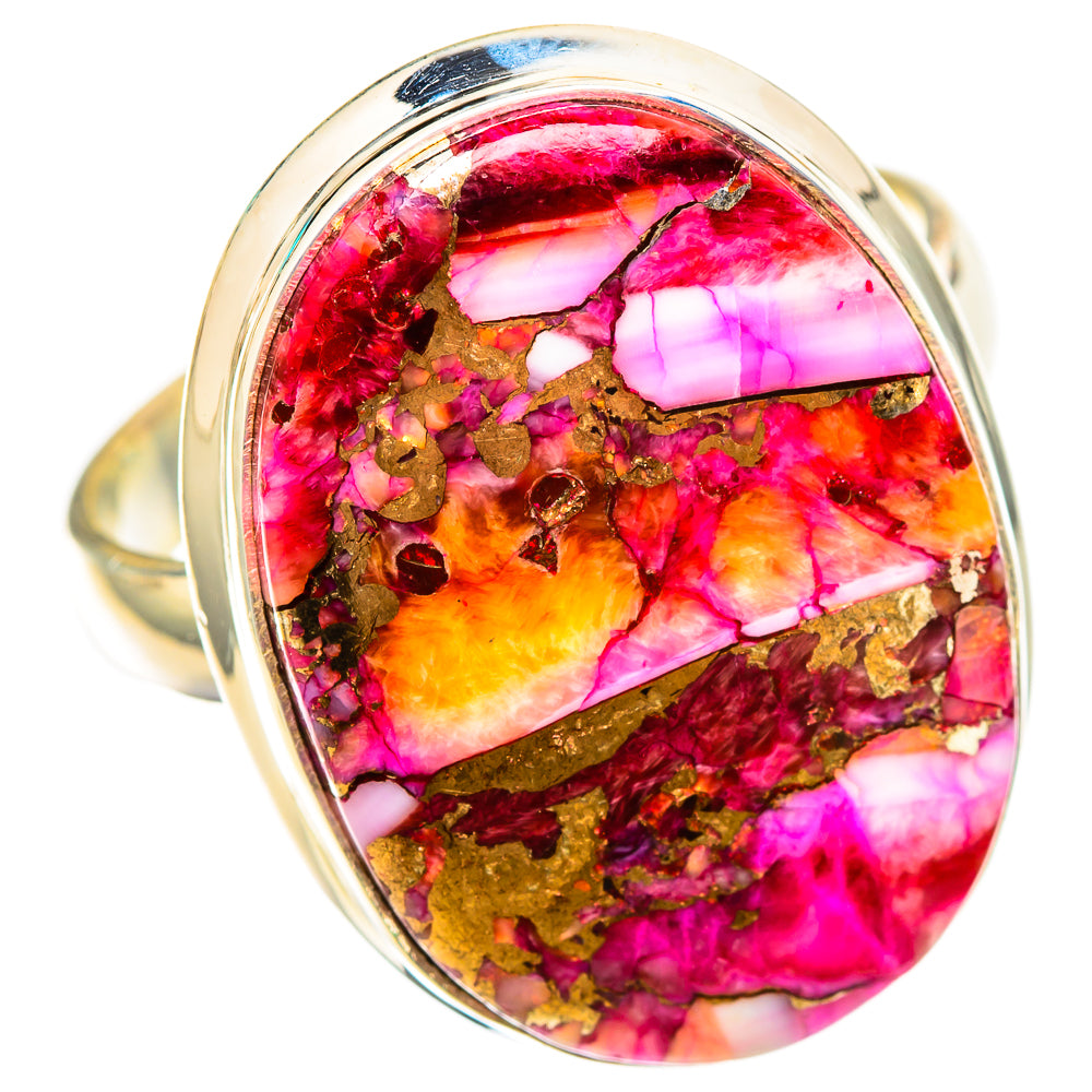 Kingman Pink Dahlia Turquoise Rings handcrafted by Ana Silver Co - RING117027 - Photo 2