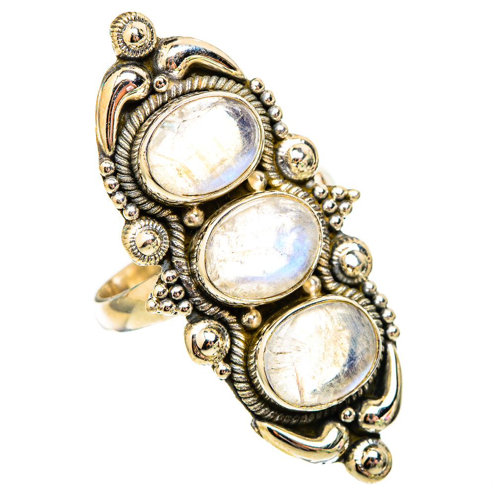 Rainbow Moonstone Rings handcrafted by Ana Silver Co - RING117033 - Photo 2