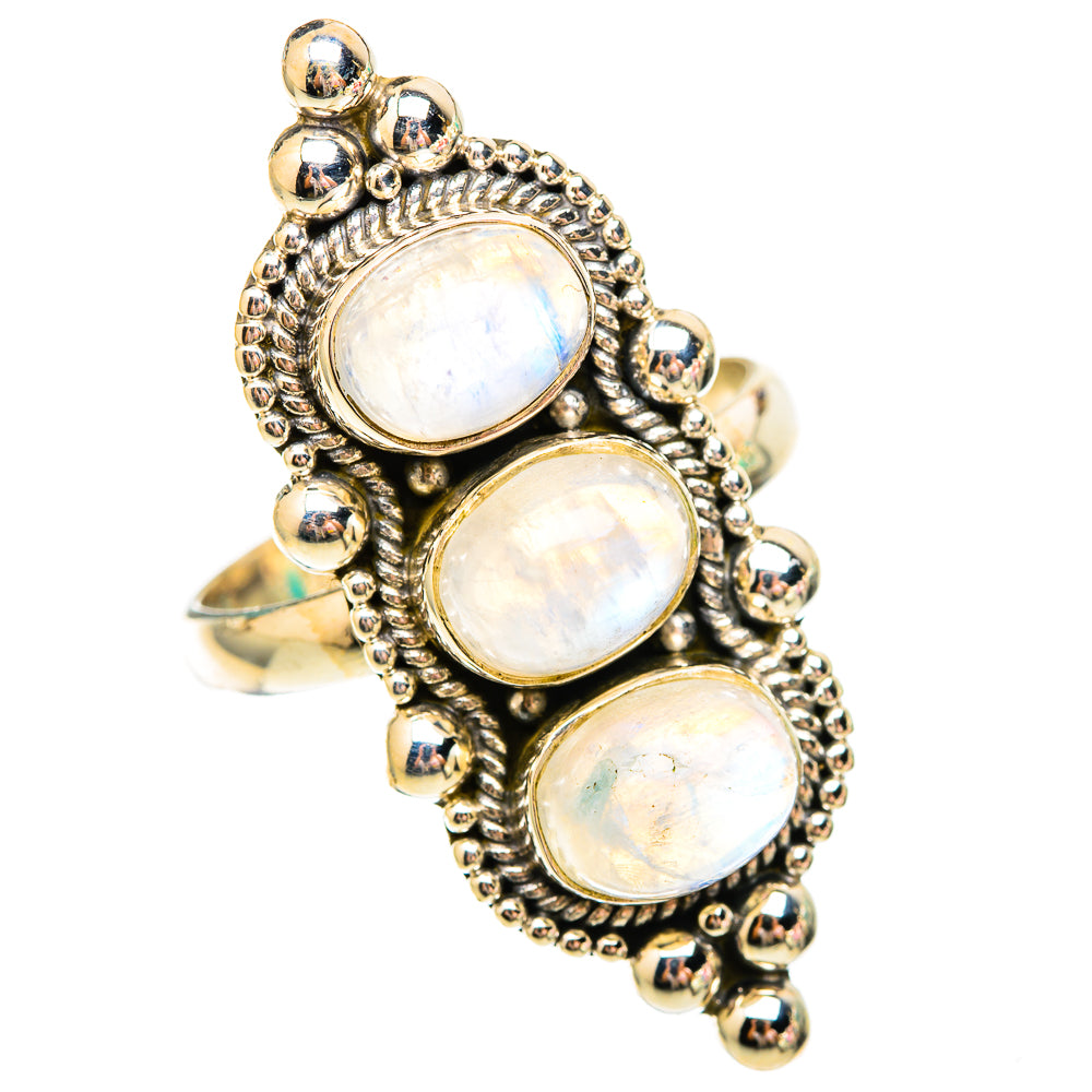 Rainbow Moonstone Rings handcrafted by Ana Silver Co - RING117064 - Photo 2