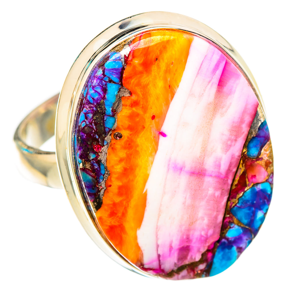 Kingman Pink Dahlia Turquoise Rings handcrafted by Ana Silver Co - RING117067 - Photo 2
