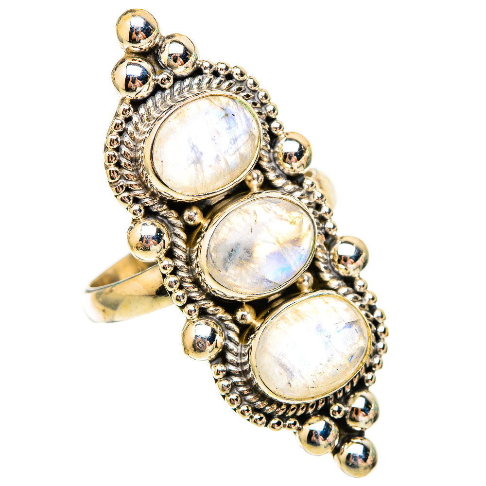 Rainbow Moonstone Rings handcrafted by Ana Silver Co - RING117090 - Photo 2
