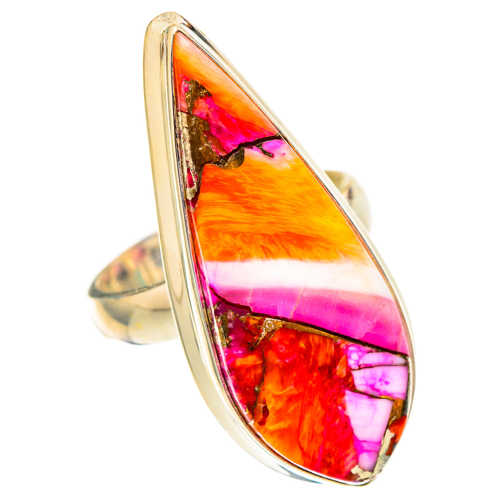 Kingman Pink Dahlia Turquoise Rings handcrafted by Ana Silver Co - RING117095 - Photo 2