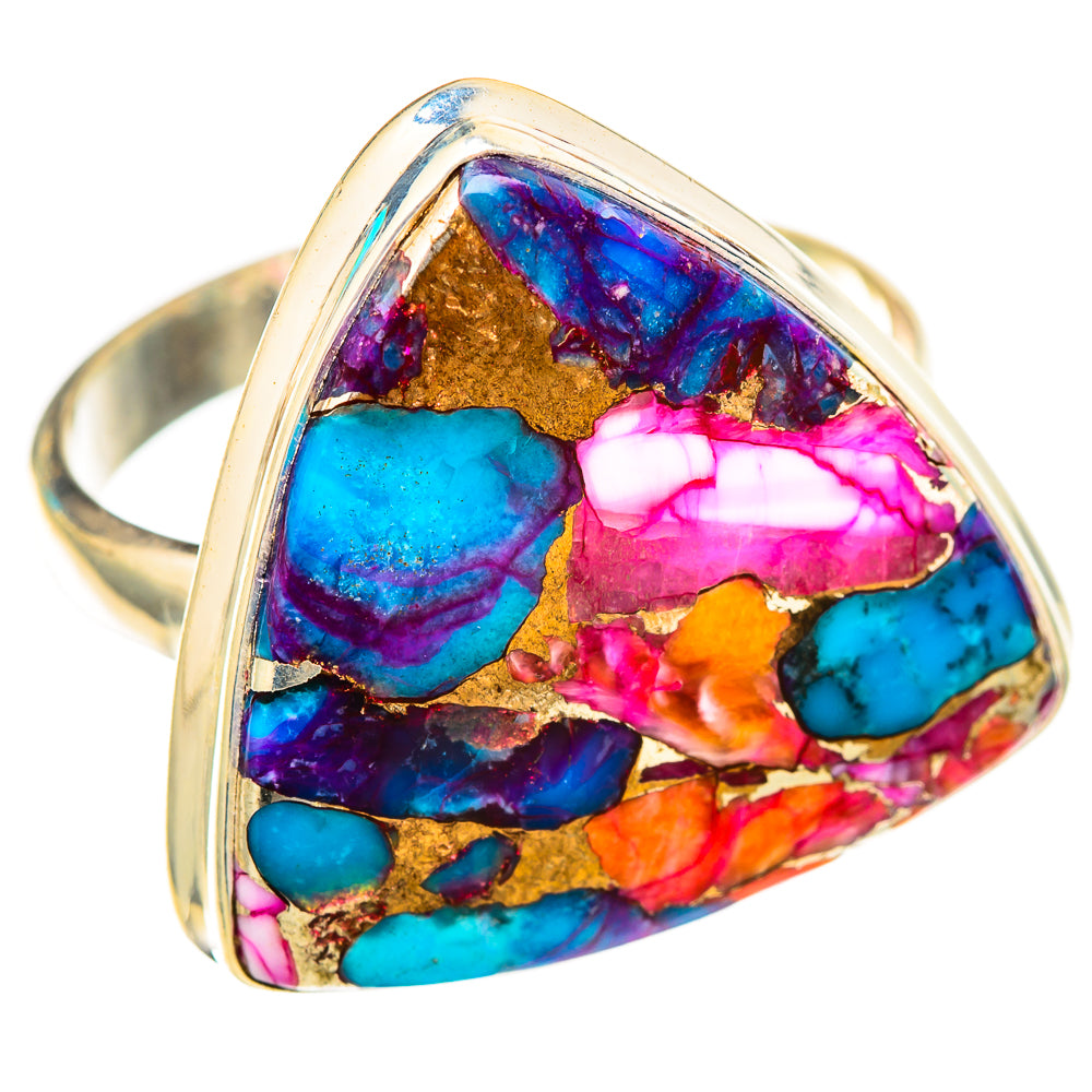 Kingman Pink Dahlia Turquoise Rings handcrafted by Ana Silver Co - RING117097 - Photo 2