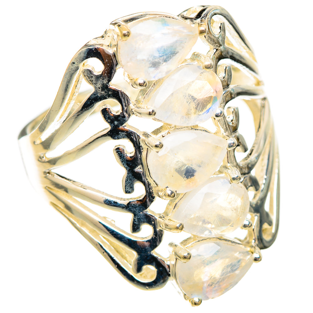 Rainbow Moonstone Rings handcrafted by Ana Silver Co - RING117124 - Photo 2
