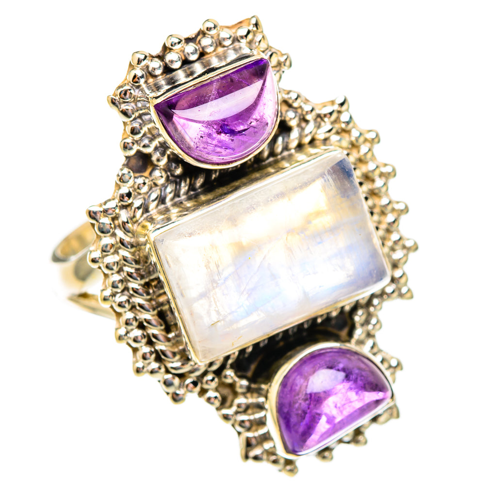 Rainbow Moonstone Rings handcrafted by Ana Silver Co - RING117146 - Photo 2