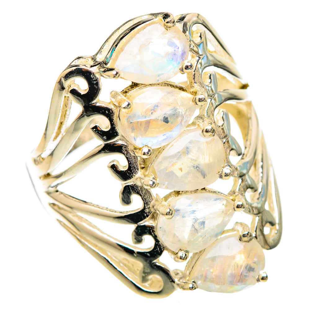 Rainbow Moonstone Rings handcrafted by Ana Silver Co - RING117153 - Photo 2