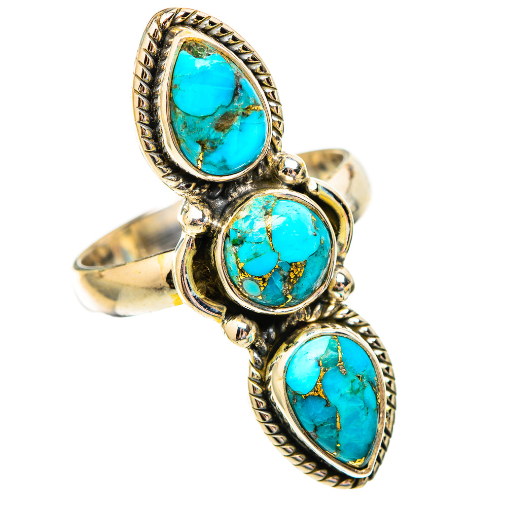 Blue Copper Composite Turquoise Rings handcrafted by Ana Silver Co - RING117203 - Photo 2