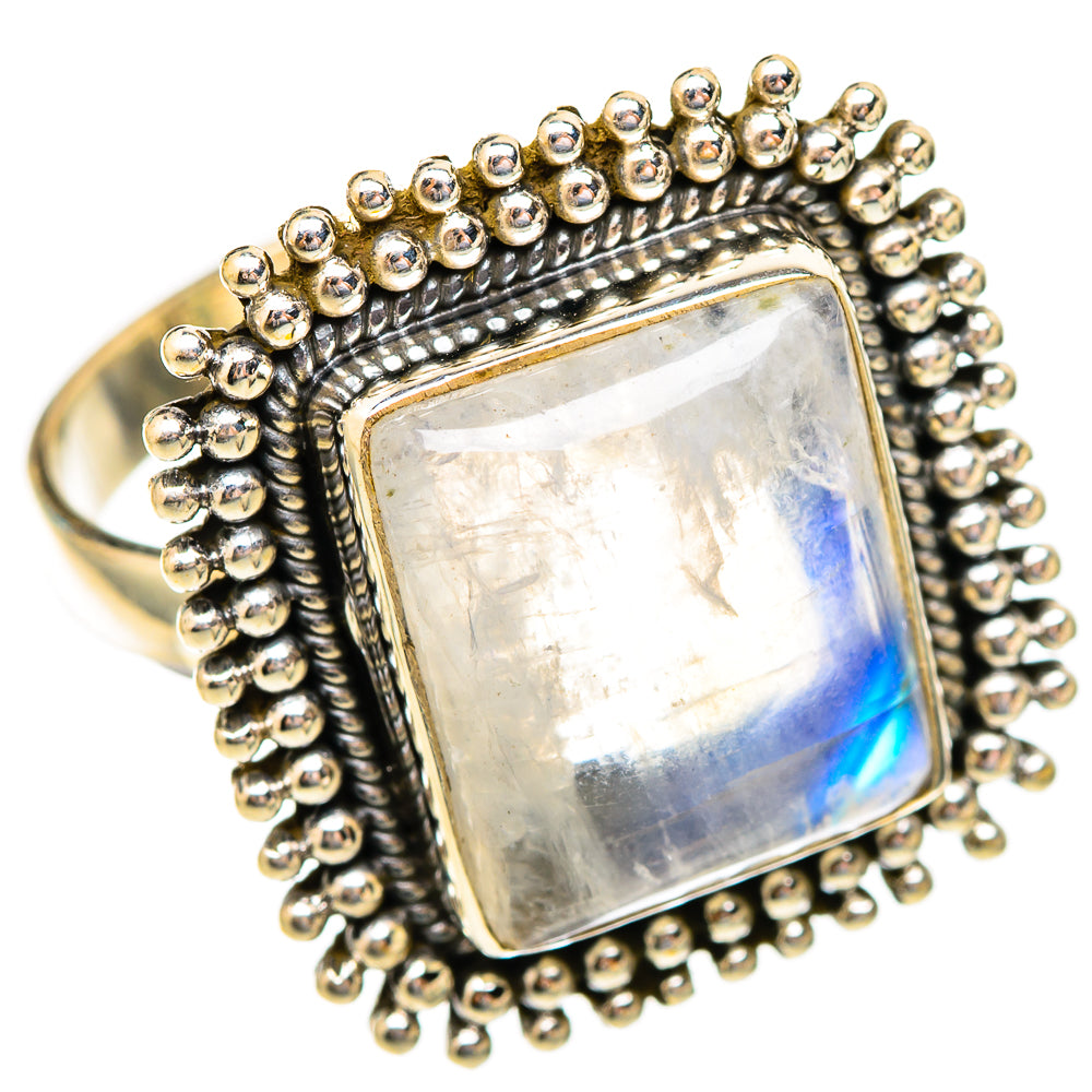 Rainbow Moonstone Rings handcrafted by Ana Silver Co - RING117221 - Photo 2