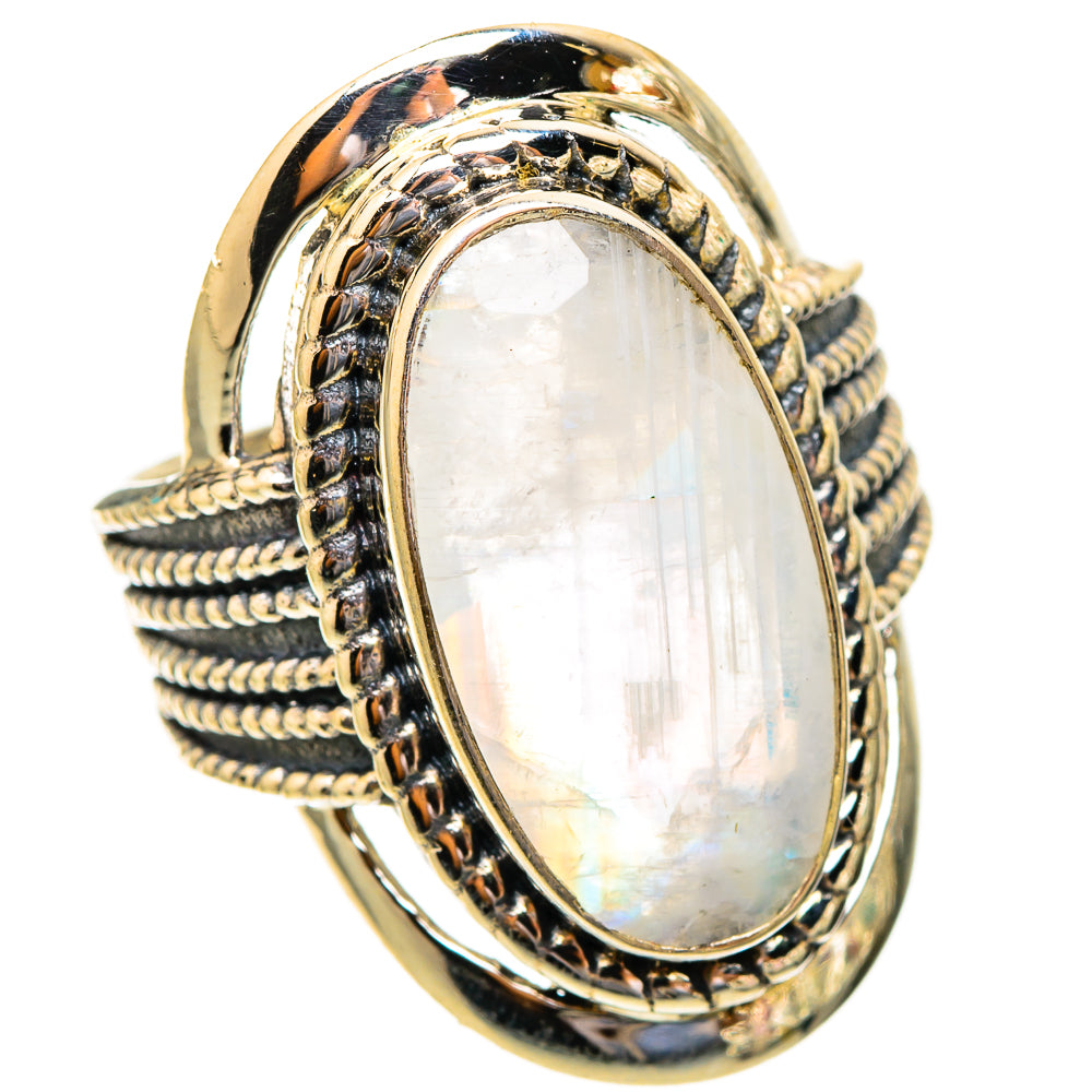 Rainbow Moonstone Rings handcrafted by Ana Silver Co - RING117353 - Photo 2