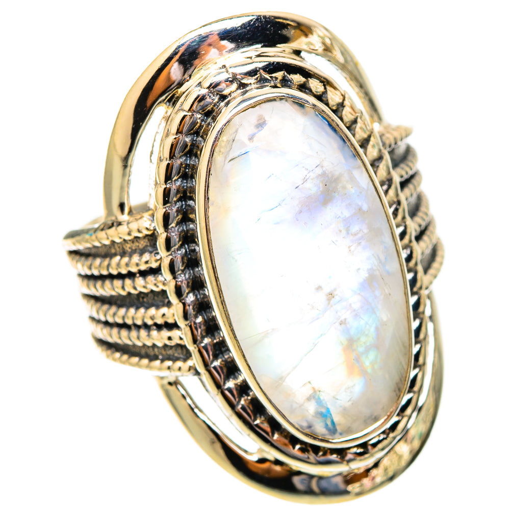 Rainbow Moonstone Rings handcrafted by Ana Silver Co - RING117375 - Photo 2