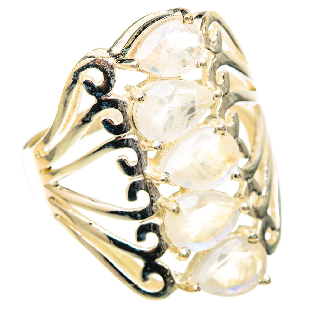 Rainbow Moonstone Rings handcrafted by Ana Silver Co - RING117393 - Photo 2